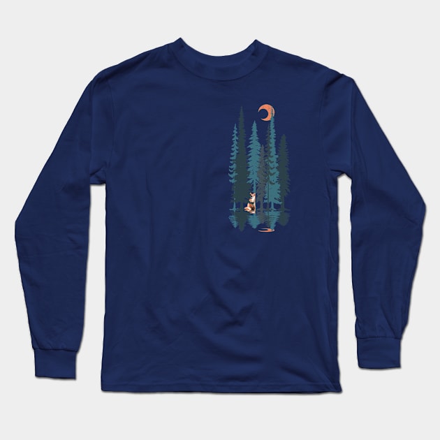 Fox from the Forest (small and back) Long Sleeve T-Shirt by Bongonation